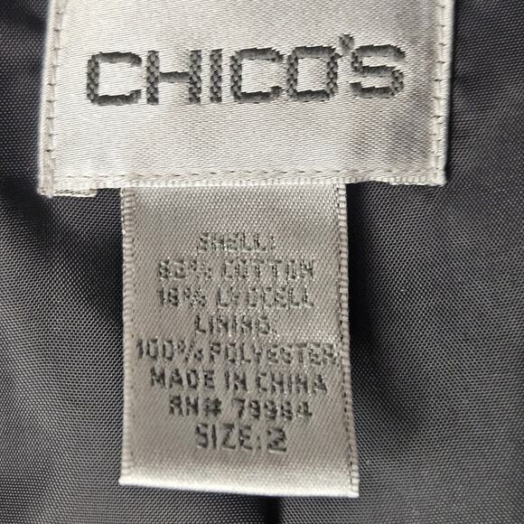 Chicos Size 2 Jacket Womens Red Gray Snap Front Lined Pockets Cotton Lyocell L - Picture 7 of 8